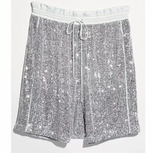 Free People My Way Sequin Harem Shorts In Silver